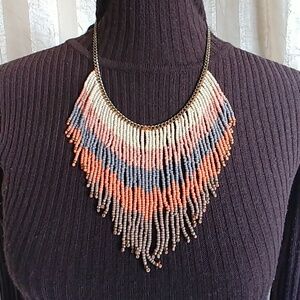 Zad Women's Seed Bead Bib Necklace
